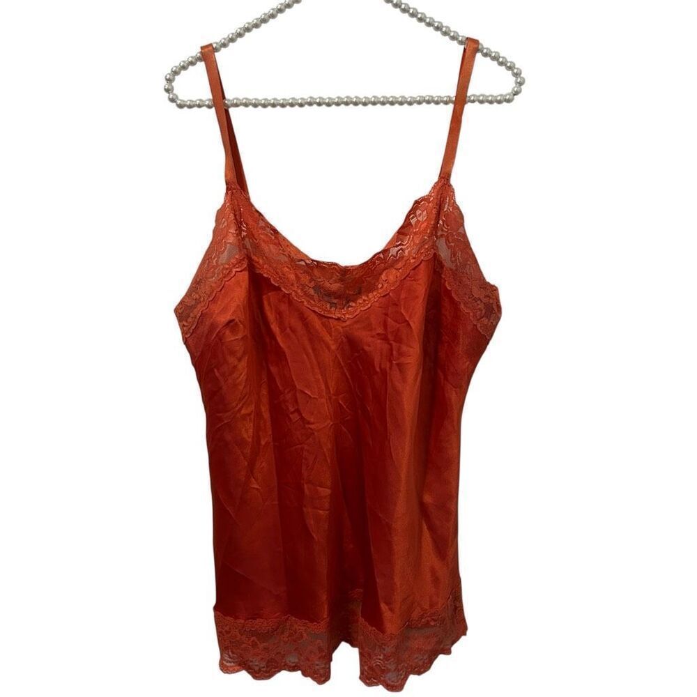 Ashley Stewart‎ Camisole Womens 1X Orange Lace Trim Y2K festival layer boho tank